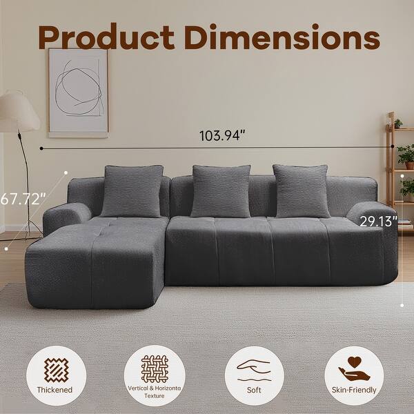 Modern cloud sofa, modular sofa with L-shaped chaise lounge, deep seat ...