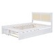 preview thumbnail 7 of 58, Versatile Pull-Out Bed,Full Size Elegant Bed Frame with Rattan Headboard and Sockets