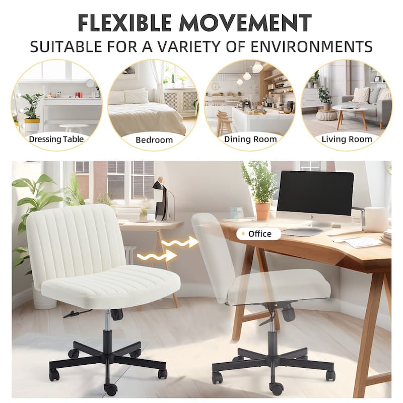 EROMMY Armless Criss Cross Chair with Wheels - Adjustable Height Office Chair for Cross-Legged Sitting - N/A