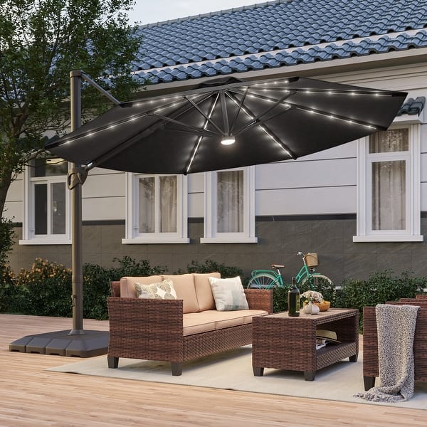 Bonosuki 11Ft Aluminum LED Cantilever Patio Umbrella with Base for Patio  Deck Garden - On Sale - Bed Bath & Beyond - 42768597