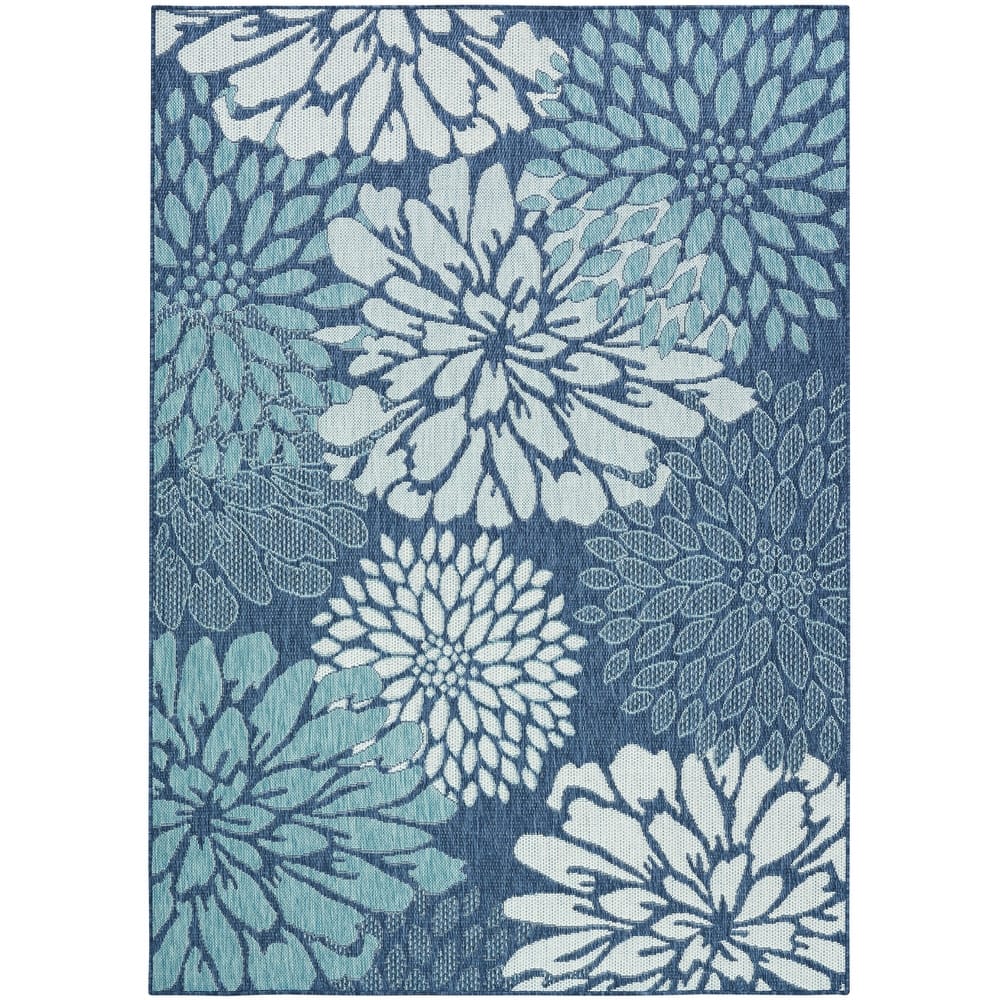Nourison Garden Oasis Indoor/Outdoor Blue Floral Tropical Area Rug