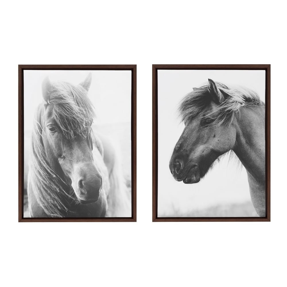 Kate and Laurel Sylvie Horse Framed Canvas Set by Alicia Abla