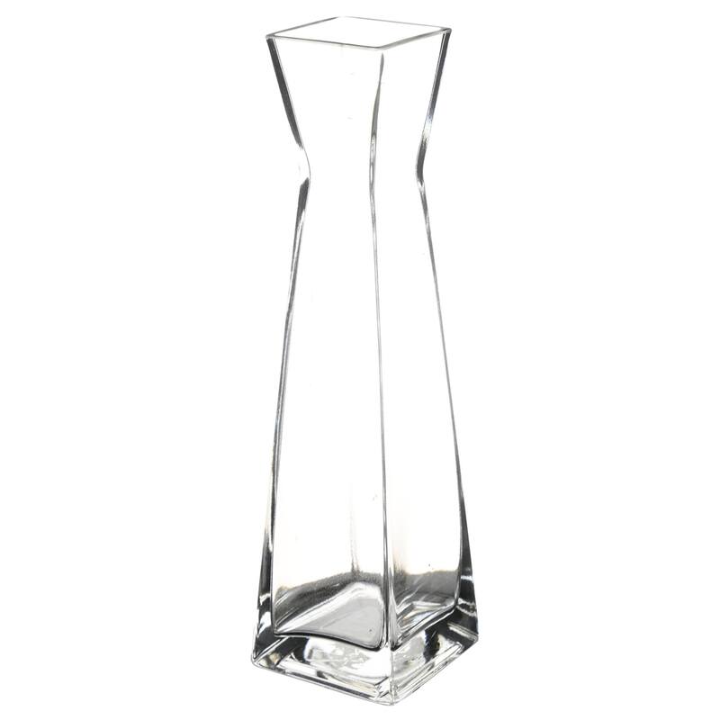 12 Inch Clear Glass Pyramid Shape Vase Suitable for Living Room or Entryways or Any Room - Clear