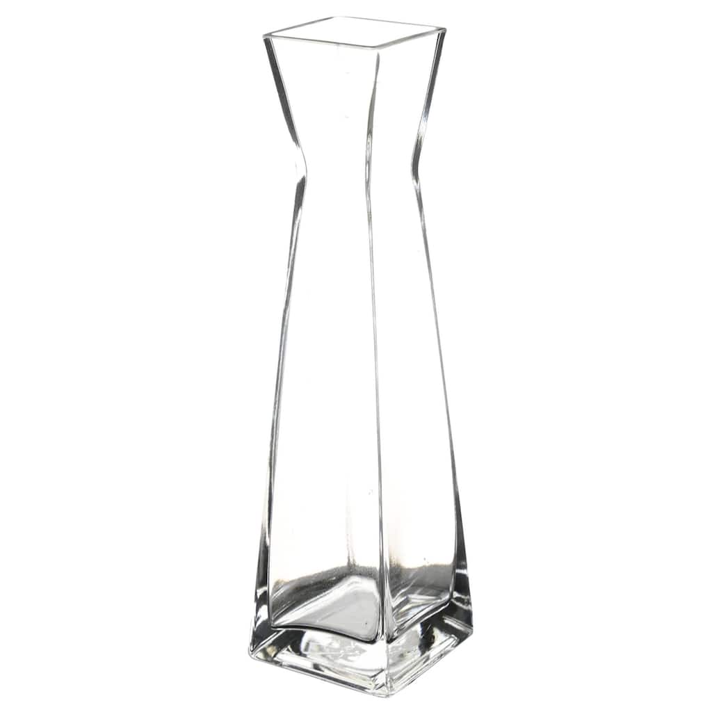 12 Inch Clear Glass Pyramid Shape Vase Suitable for Living Room or Entryways or Any Room