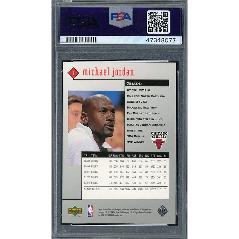 Michael Jordan 1998 Upper Deck Black Diamond Basketball Card #9 Graded PSA 9 MINT - 8'6" x 11'6"