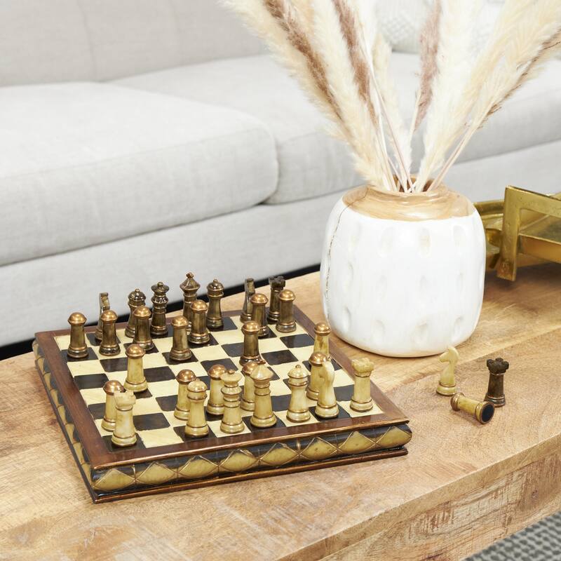 Polystone Chess Game Set - Brown - Roche River Decor