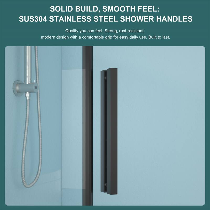 Diamond-shaped Corner Shower Door, Stainless Steel Frame & Handles