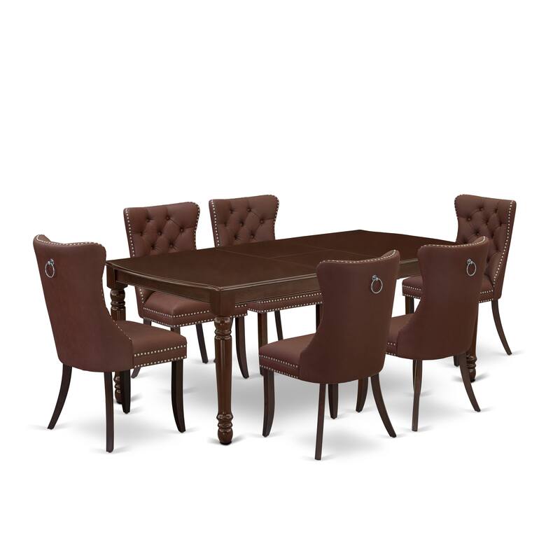 East West Furniture Dinette Set Consists of a Rectangle Dining Table and Parson Chairs, Mahogany (Pieces Options) - DODA7-MAH-26