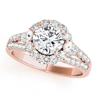 Auriya 14k Rose Gold Lab Grown Round Diamond Halo Engagement Ring 0.50 to 5.00 ct. tw. (F-G VS)