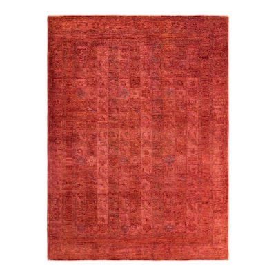 Overdyed, One-of-a-Kind Hand-Knotted Area Rug - Red - 5' 8" x 7' 6"