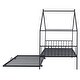 preview thumbnail 12 of 16, Black Twin Size Metal House Bed with Trundle and Roof for Kids, Boys and Girls, Bedroom
