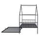 preview thumbnail 43 of 47, Twin Size Metal House Bed with Trundle and Roof for Kids' Rooms