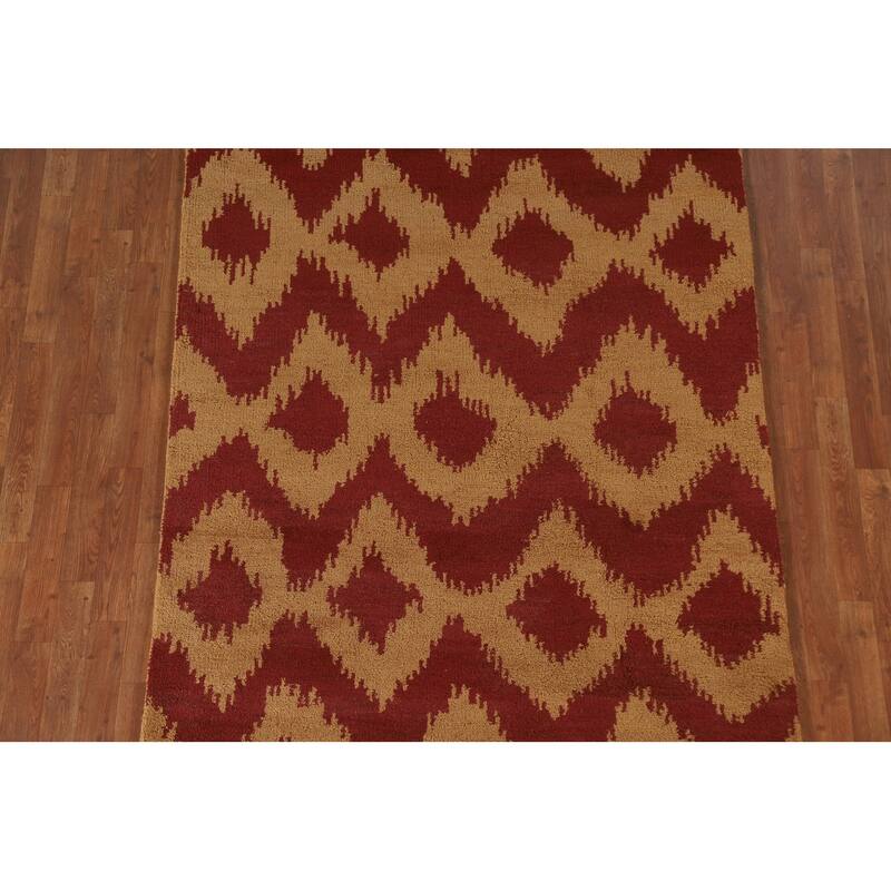Hand Knotted Oriental 100% Wool Carpet Modern All-Over Yellow & Gold Gabbeh Area Rug - 7' 9'' X 5' 0''