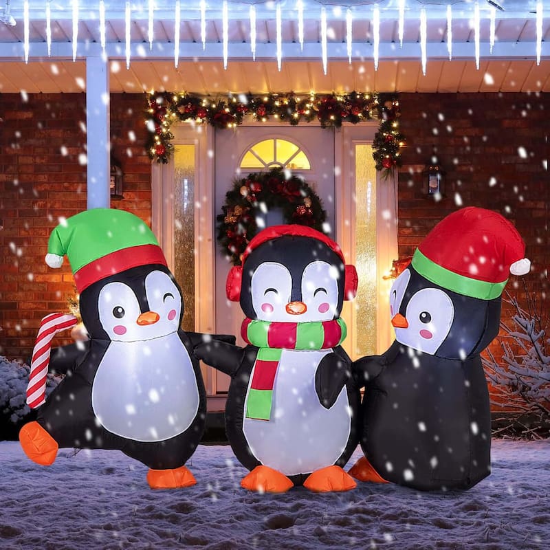 Christmas Inflatables LED Lighted Xmas Inflatable Penguin - Multicolor
