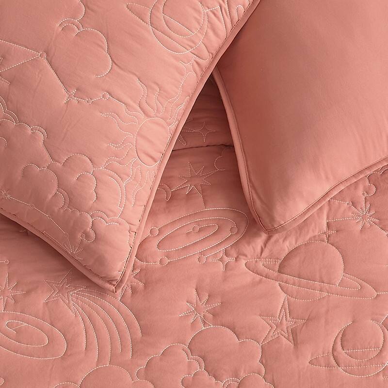 Wonderful Solid Quilt Set with Star with Vibrant Embroidered Patterns