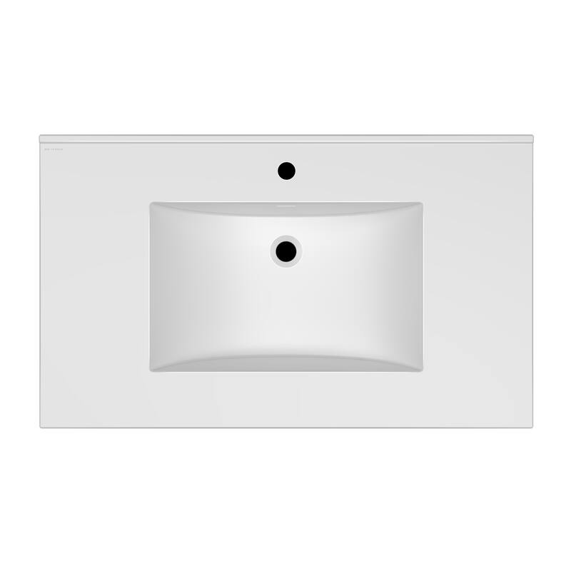 Countertop Vanity Sink with Integrated Rectangular Bowl