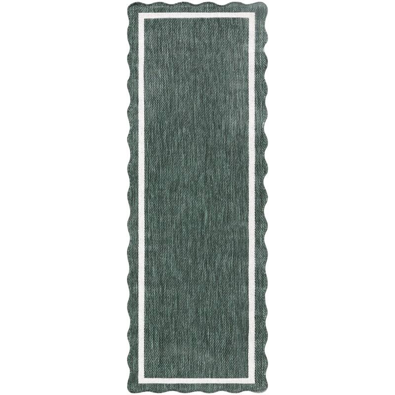 Livabliss Miami Beach Traditional Indoor / Outdoor Area Rug - Dark Green - 2'7" x 7'3"