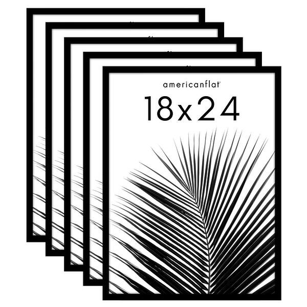 slide 2 of 5, Americanflat 5 Pack of Picture Frames with Mat - Plexiglass Cover 18x24 - Black