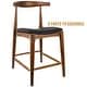 preview thumbnail 20 of 22, Solid Wood Farmhouse 25" Counter Bar Stool Barstool Modern Dining Elbow With Open Back PU Leather Cushion Kitchen Island