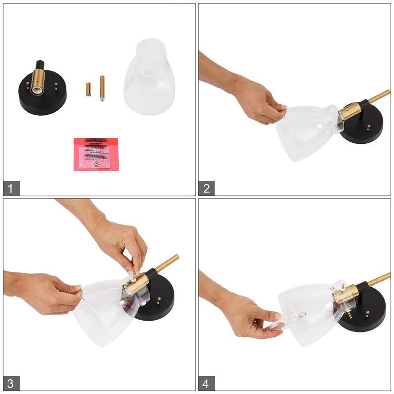 Modern 1-Light Glass Black Gold Wall Sconce Dimmable Bathroom Vanity Lights