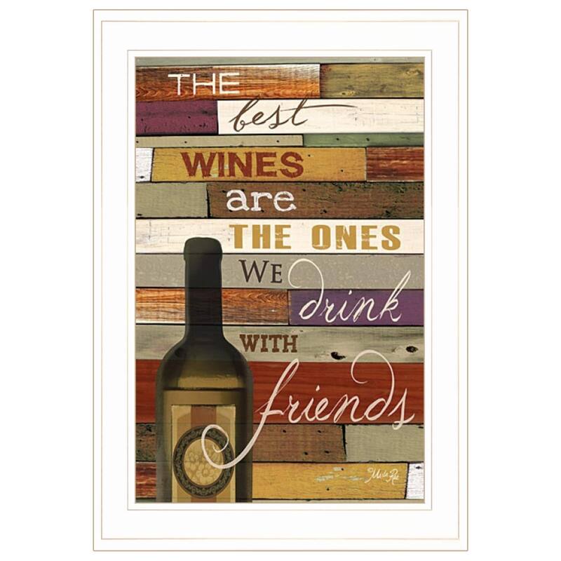 TrendyDecor4U Farmhouse "The Best Wine" Framed Print Wall Art by Marla Rae - Brown