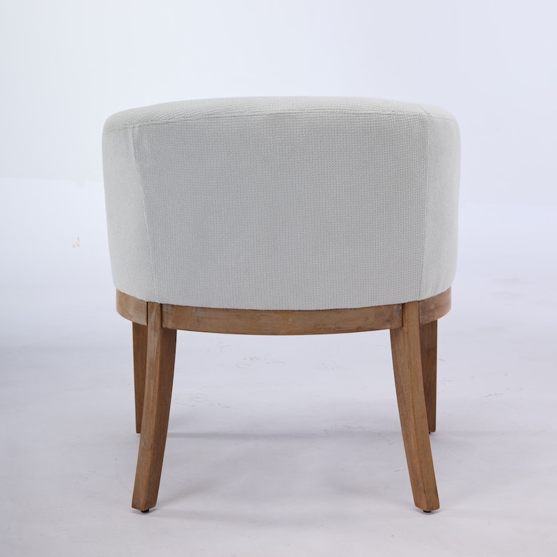 Beige Barrel Dining Chair Side Chair Lounge Chair Dressing Chair Kitchen Chair Reception Chair with Wood Legs