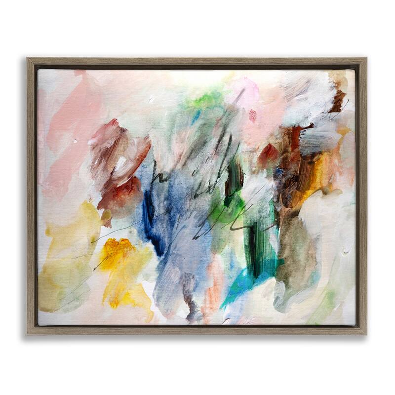 Stupell Earthy Pitter Patter Abstract Framed Floater Canvas Wall Art Design By Gemma Bardot - 21 x 17 - Brown