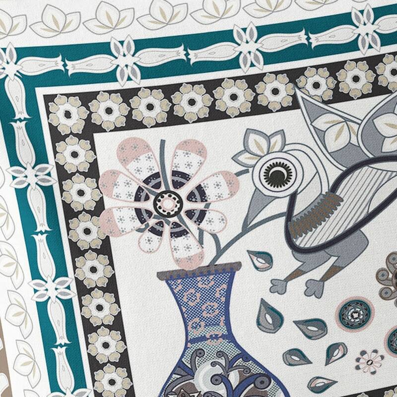 HomeRoots Set of Two 16" X 16" Beige and Green Peacock Blown Seam Floral Indoor Outdoor Throw Pillow - 16.00' X '16.00' X '5.00