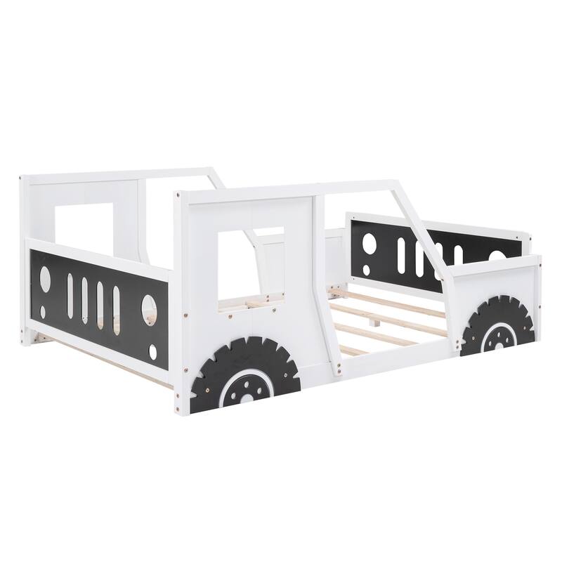 Twin&Full Size Classic Car-Shaped Platform Bed with Wheels