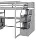 preview thumbnail 15 of 30, Full Size Grey Loft Bed with Desk, Shelves, Storage Staircase, and Two Built-in Drawers for Maximized Space