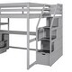 preview thumbnail 15 of 14, Full Size Wood Loft Bed with Desk and Shelves,Storage Staircase and Drawers