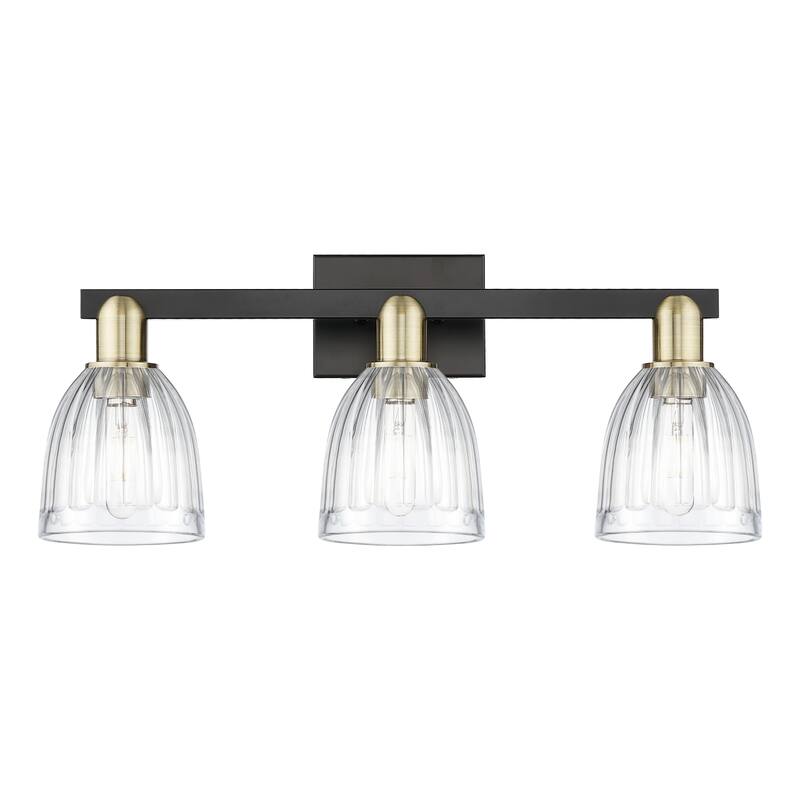 Innovations Lighting Endless Possibilities Arcadia - Brookfield - 3 Light 25" Bath Vanity Light - Clear/Black Antique Brass