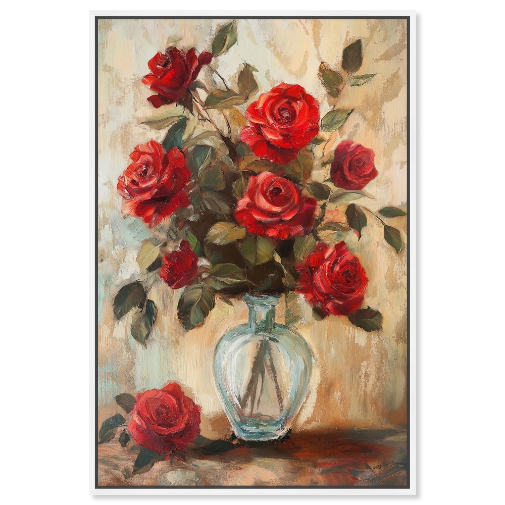 Ruby Roses in Riad Glass Canvas by Art Remedy
