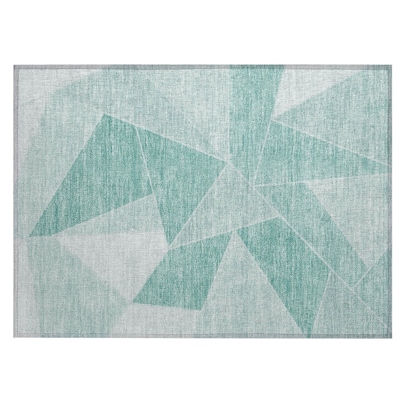 Machine Washable Indoor/ Outdoor Chantille Modern Mosaic Rug