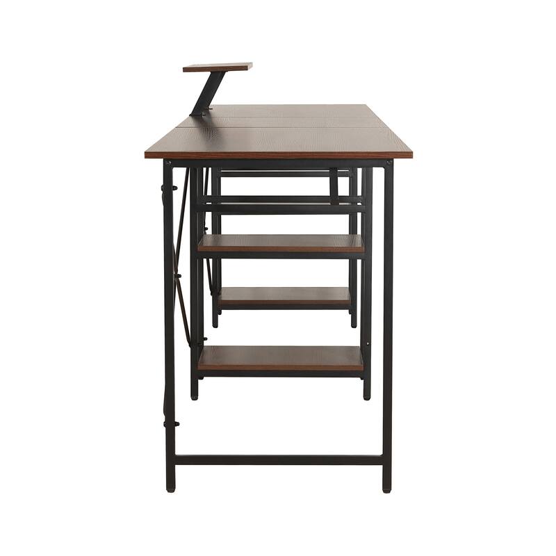 Versatile L-Shaped Computer Desk with Adjustable Shelves, Accessory Holder, and Scratch-Resistant Steel Frame