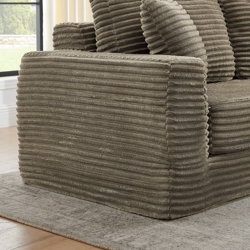 L Shape Modular Sectional Sofa with Chaise Lounge, Corduroy Foldable Sectional Sofa, Compression Sofa, Unfold into a Bed