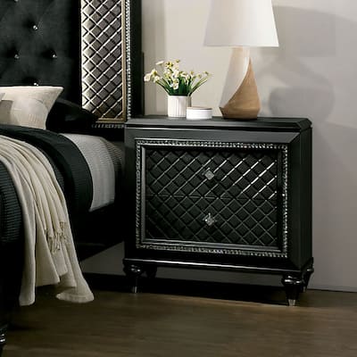 Bejo Glam Grey Wood Diamond Mirror Trim 2-Drawer Nightstand by Furniture of America