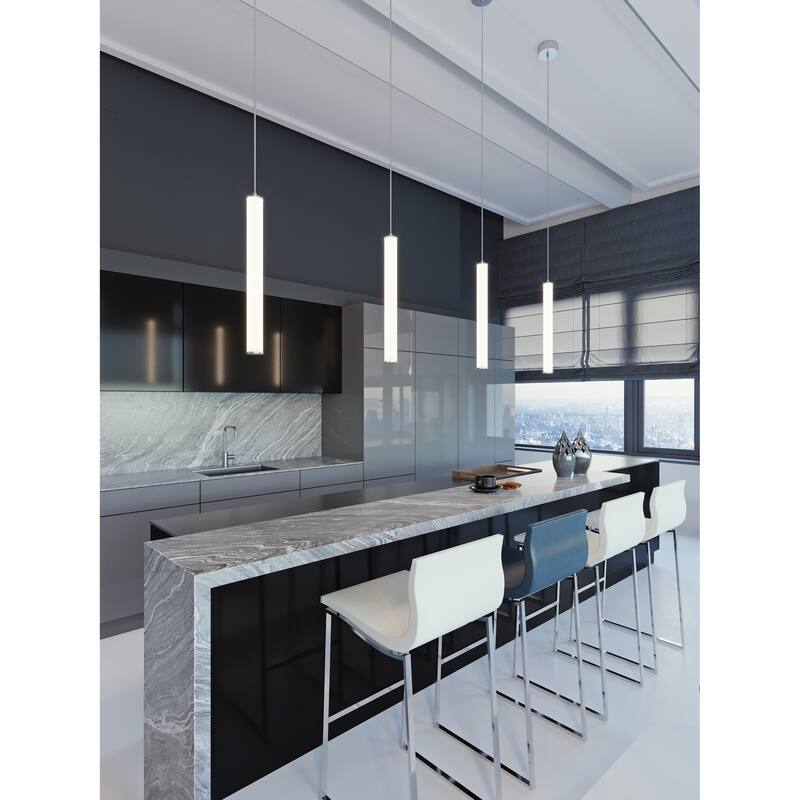 Caden White Acrylic/ Metal 24-inch Cylindrical LED Pendant