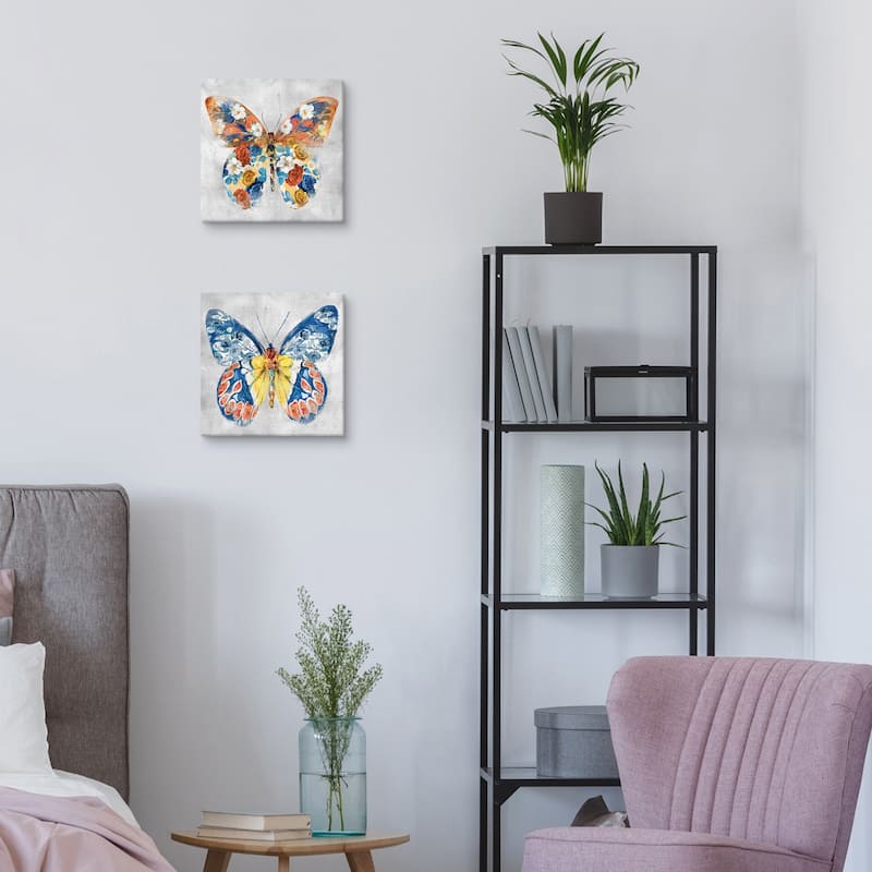 Papillon Fleurs I-II by Studio Arts Canvas Art Prints
