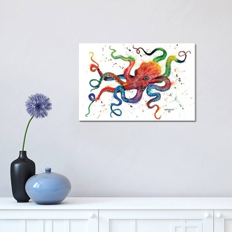 iCanvas "Rainbow Octopus" by Dave Bartholet Canvas Print - 12x18x1.5