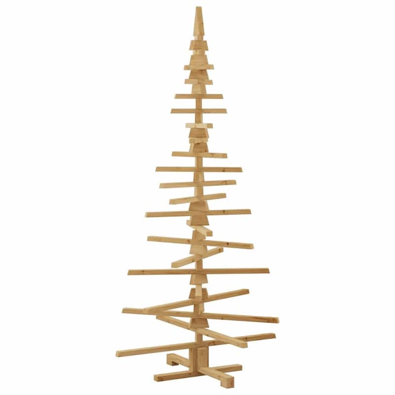 vidaXL Wooden Christmas Tree with Stand Brown Solid pine wood