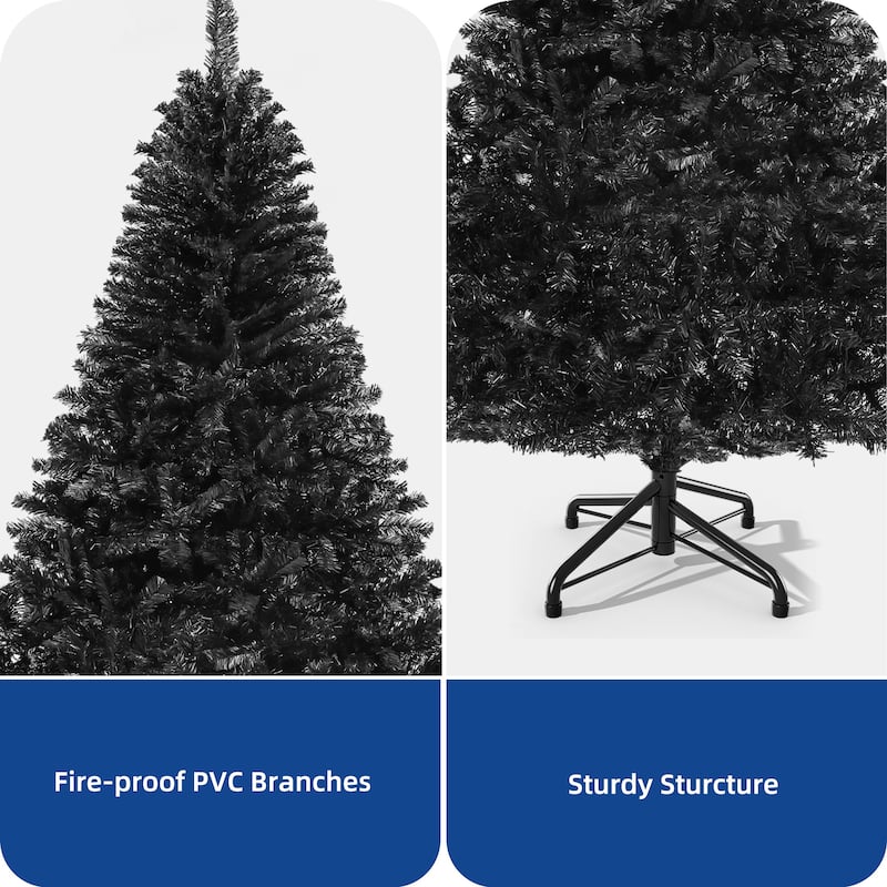 6/7.5FT Halloween Black Spruce Artificial Christmas Tree