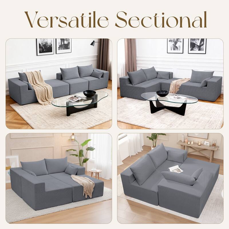 Modern L-Shaped Cloud Modular Sectional Sofa with Chaise Lounge