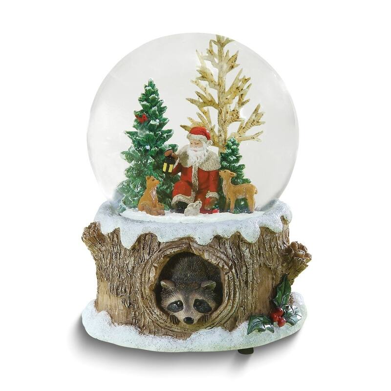 Glitterdome Musical (Plays Winter Wonderland) Santa with Animals Water Globe