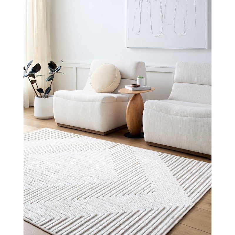 Livabliss Bohemian & Eclectic Lyna Diamond Washable Area Rug - 5' x 7'2" - Beige/Cream