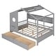 preview thumbnail 25 of 34, Wooden House Bed with Roof, 2 Drawers, and Storage Shelf