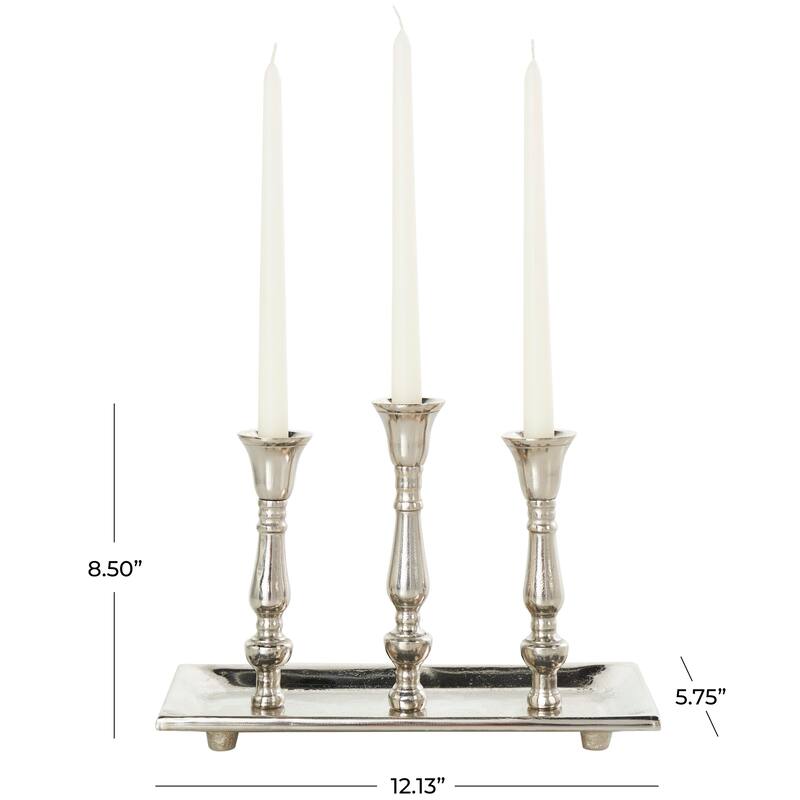 Silver Aluminum Candle Candelabra with Candle Plate