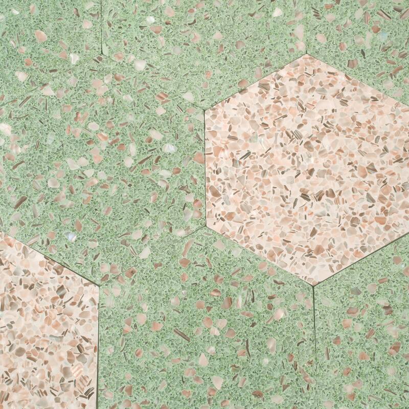 Amalfi 9x8 in. Glossy Shell, Terrazzo Hexagon Wall and Floor Tile (1.8 sq ft/case, 5-Pack)