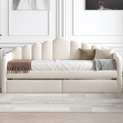 Modern Upholstered Daybed with 2 Drawers And USB Charging Ports