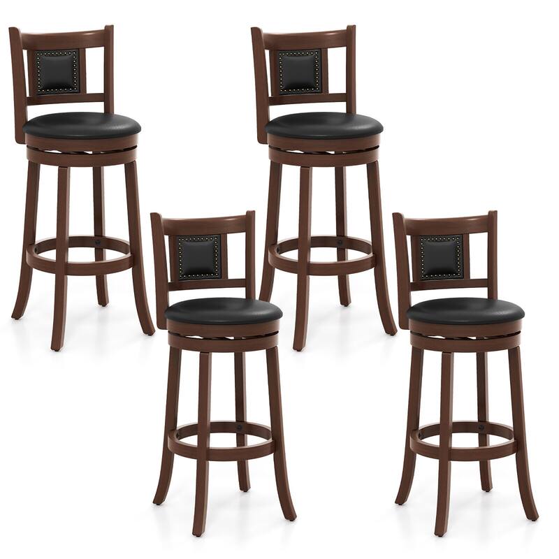 Gymax 30.5'' Swivel Bar Stool Set of 4 Counter Height Bar Stools - Bar Height - Espresso, Black - Set of 2